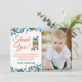 kerstblauwe feestdag bedankt kaart (Staand voorkant)