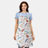 Kerstblauwe feestdagen rode bessen schort (Gedragen)