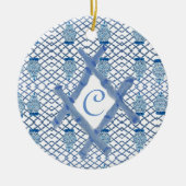 Kerstblauwe gember keramisch keramisch ornament (Voorkant)