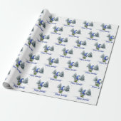 Kerstblauwe gnoom in Snowflakes Cadeaupapier (Uitgerold)