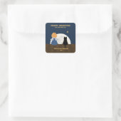 kerstblauwe goudkleurige baby vierkante sticker (Tas)