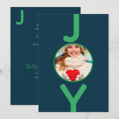 Kerstblauwe groene fotokaart kaart (Voorkant / Achterkant)