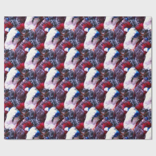 Kerstblauwe kat cadeaupapier (Vlak)