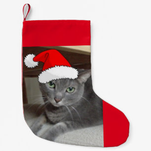 Kerstblauwe kat kleine kerstsok