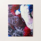 Kerstblauwe kat legpuzzel (Verticaal)