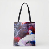 Kerstblauwe kat tote bag (Voorkant)