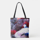 Kerstblauwe kat tote bag (Achterkant)