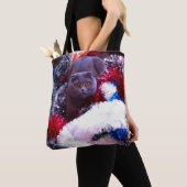 Kerstblauwe kat tote bag (Dichtbij)