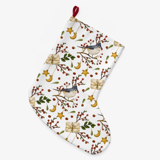 Kerstblauwe kerstkerststaart grote kerstsok (Voorkant (Hangend))