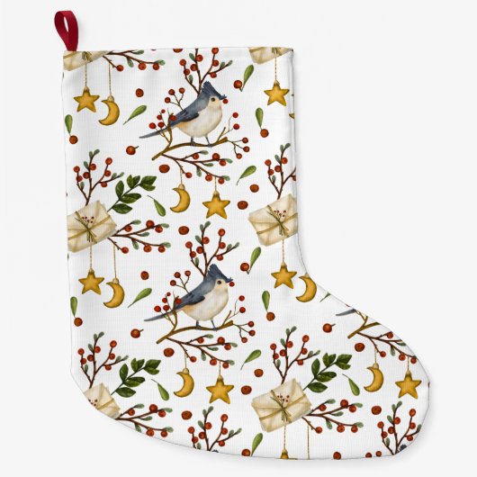 Kerstblauwe kerstkerststaart grote kerstsok (Voorkant)