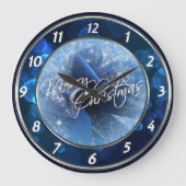 Kerstblauwe lint grote klok (Voorkant)