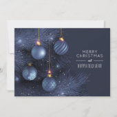 kerstblauwe Ornamenten Feestdagenkaart (Voorkant)