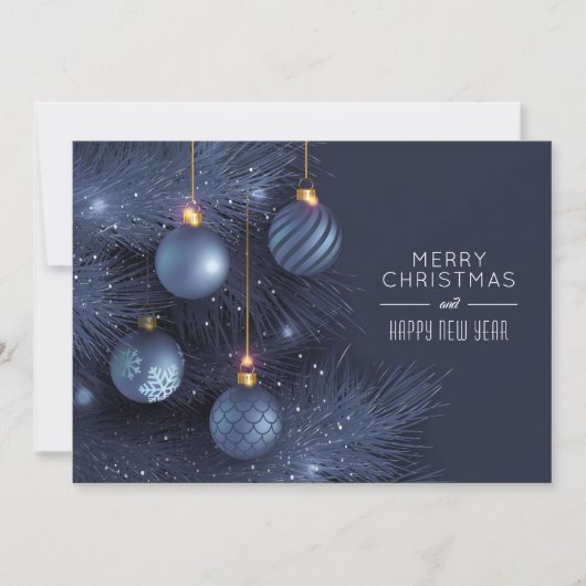 kerstblauwe Ornamenten Feestdagenkaart (Voorkant)