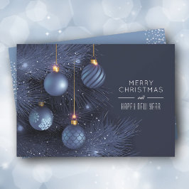 kerstblauwe Ornamenten Feestdagenkaart