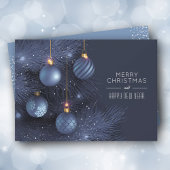 kerstblauwe Ornamenten Feestdagenkaart