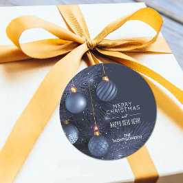 kerstblauwe Ornamenten Ronde Sticker