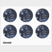 kerstblauwe Ornamenten Ronde Sticker (Vel)