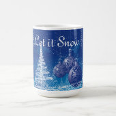 Kerstblauwe Ornamenten Witte Bomen Koffiemok (Center)