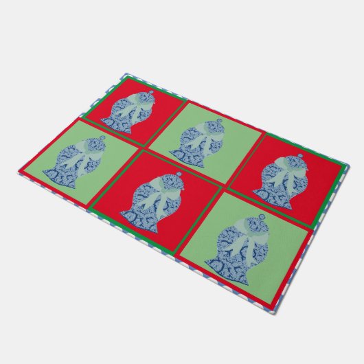 Kerstblauwe rode gember Jar Mosaic Deurmat (Schuin)