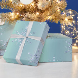 kerstblauwe sneeuwvlok cadeaupapier