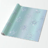 kerstblauwe sneeuwvlok cadeaupapier (Uitgerold)