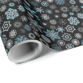 kerstblauwe sneeuwvlokken cadeaupapier (Rol Hoek)