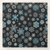 kerstblauwe sneeuwvlokken glazen onderzetter (Voorkant)