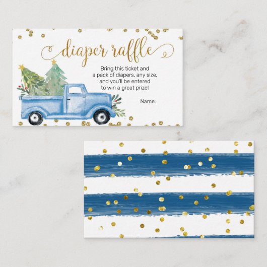 Kerstblauwe vrachtwagen, luidere rackbehuizing informatiekaartje (Voorkant / Achterkant)