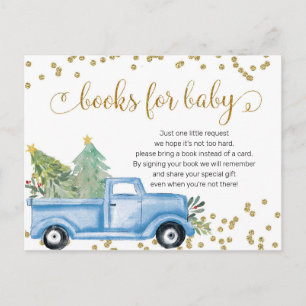 Kerstblauwe vrachtwagenboeken voor Baby Uitnodiging Briefkaart