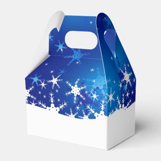 kerstblauwe wintersneeuwvlokken bedankdoosjes (Achterkant)