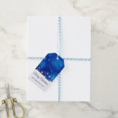 kerstblauwe wintersneeuwvlokken cadeaulabel (Met Touw)