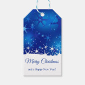 kerstblauwe wintersneeuwvlokken cadeaulabel (Voorkant)