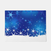 kerstblauwe wintersneeuwvlokken deurmat (Voorkant)