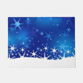 kerstblauwe wintersneeuwvlokken deurmat