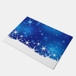 kerstblauwe wintersneeuwvlokken deurmat