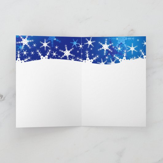 kerstblauwe wintersneeuwvlokken feestdagen kaart (Binnen)