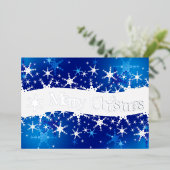 kerstblauwe wintersneeuwvlokken folie feestdagenkaart (Staand Voorkant)