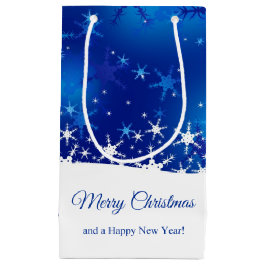 kerstblauwe wintersneeuwvlokken klein cadeauzakje