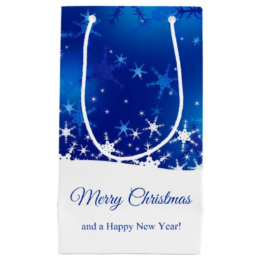 kerstblauwe wintersneeuwvlokken klein cadeauzakje (Voorkant)