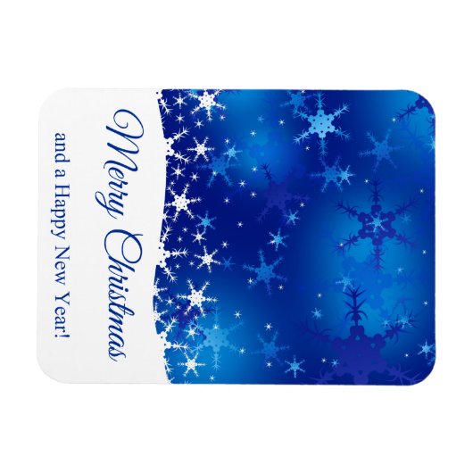 kerstblauwe wintersneeuwvlokken magneet (Horizontaal)