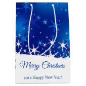 kerstblauwe wintersneeuwvlokken medium cadeauzakje (Voorkant)