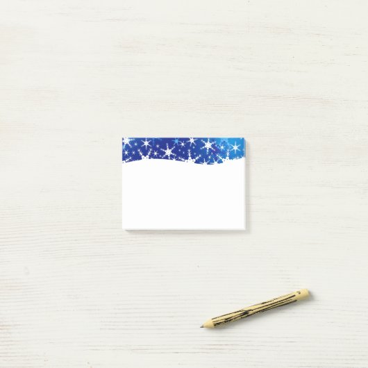 kerstblauwe wintersneeuwvlokken post-it® notes (Op bureau)