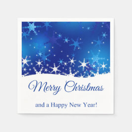 kerstblauwe wintersneeuwvlokken servetten