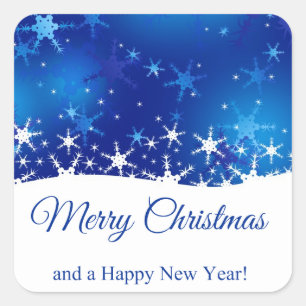 kerstblauwe wintersneeuwvlokken vierkante sticker