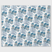 Kerstblauwe wintertrio-chillin met mijn gnomen cadeaupapier (Vlak)