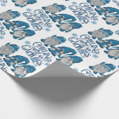 Kerstblauwe wintertrio-chillin met mijn gnomen cadeaupapier (Hoek)