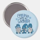 Kerstblauwe wintertrio-chillin met mijn gnomen magneet (Voorkant / Achterkant)