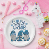 Kerstblauwe wintertrio-chillin met mijn gnomen papieren bordje (Feest)
