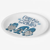 Kerstblauwe wintertrio-chillin met mijn gnomen papieren bordje (Gekanteld)