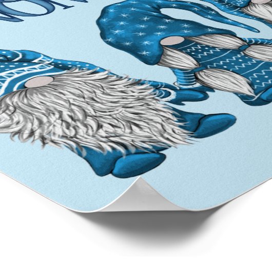 Kerstblauwe wintertrio-chillin met mijn gnomen poster (Hoek)